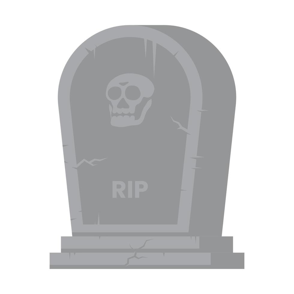 isolated tombstone with skull symbol vector