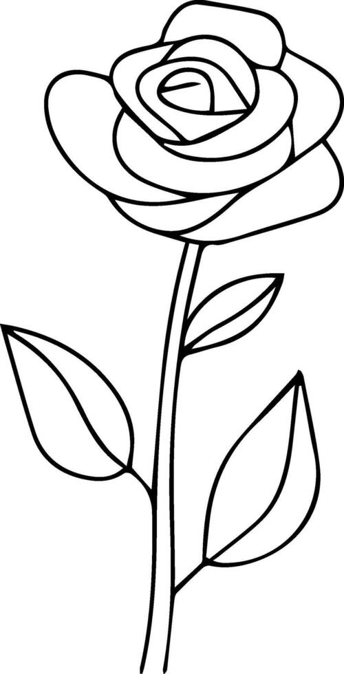 A rose coloring page with a single rose vector