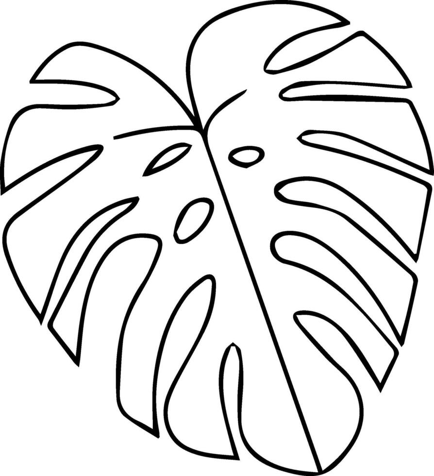 Monstera leaf coloring pages vector