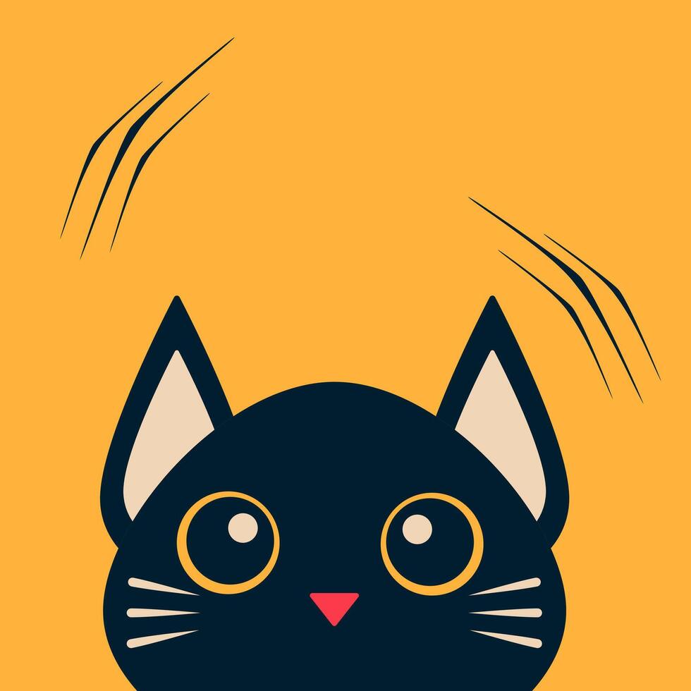 A black cat with yellow eyes and a yellow tail vector