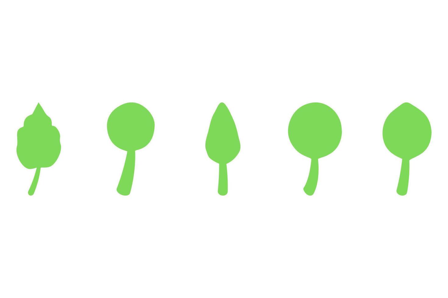 A set of four green spoons vector
