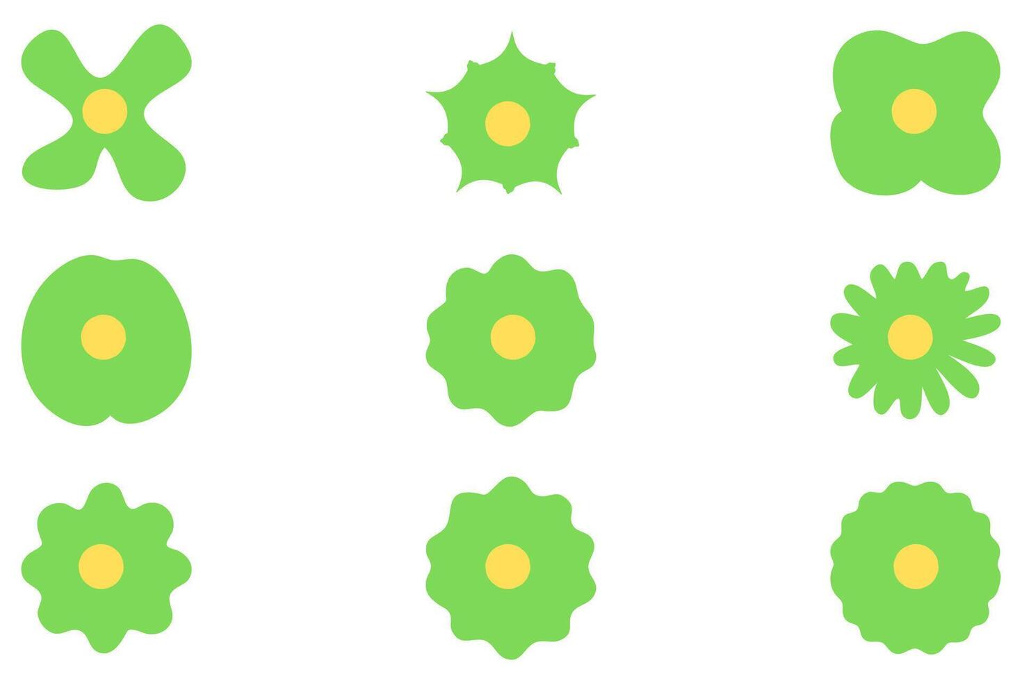 A set of green flowers with yellow centers vector