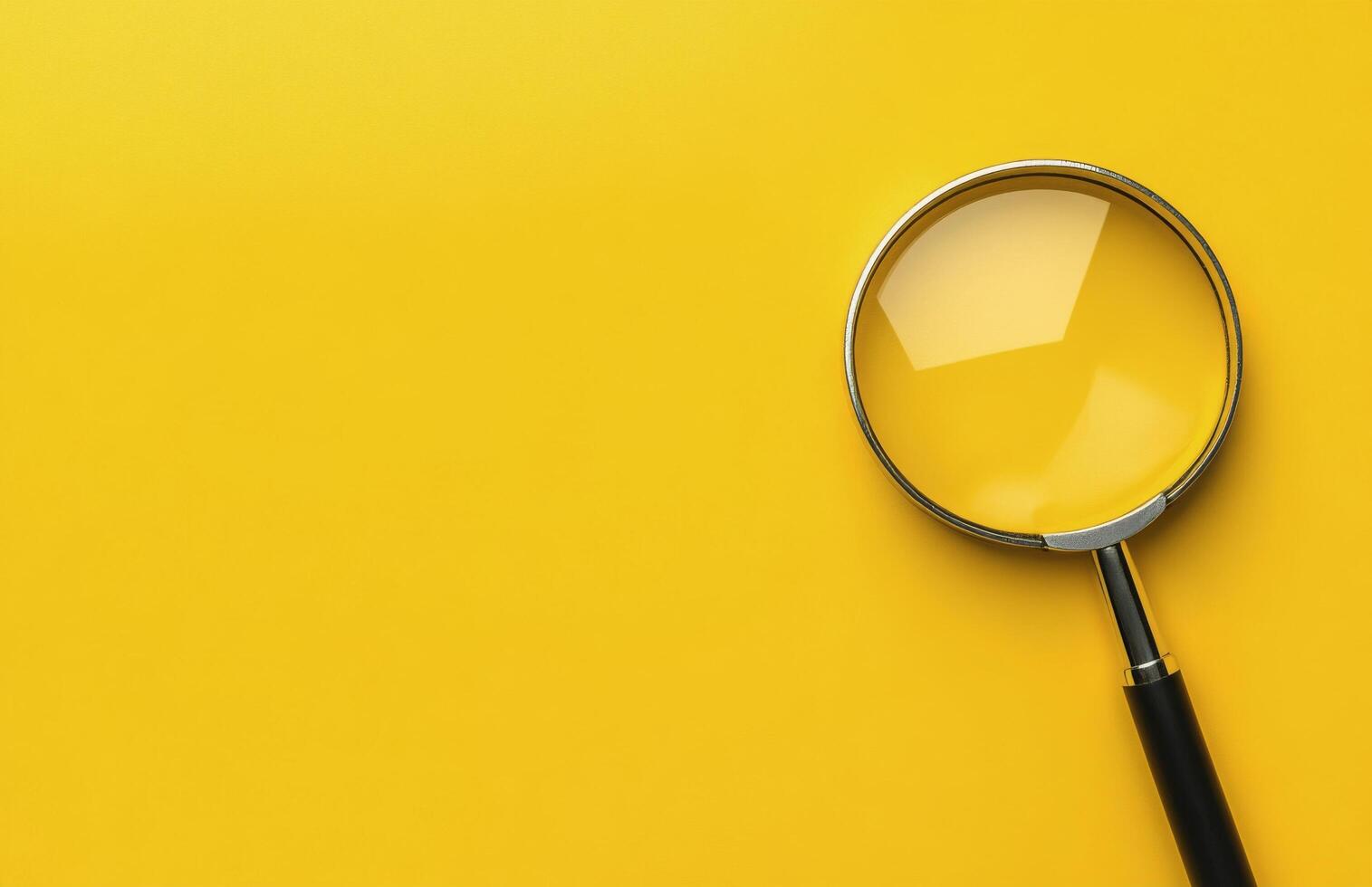 A magnifying glass resting on a bright yellow surface in a well-lit environment photo