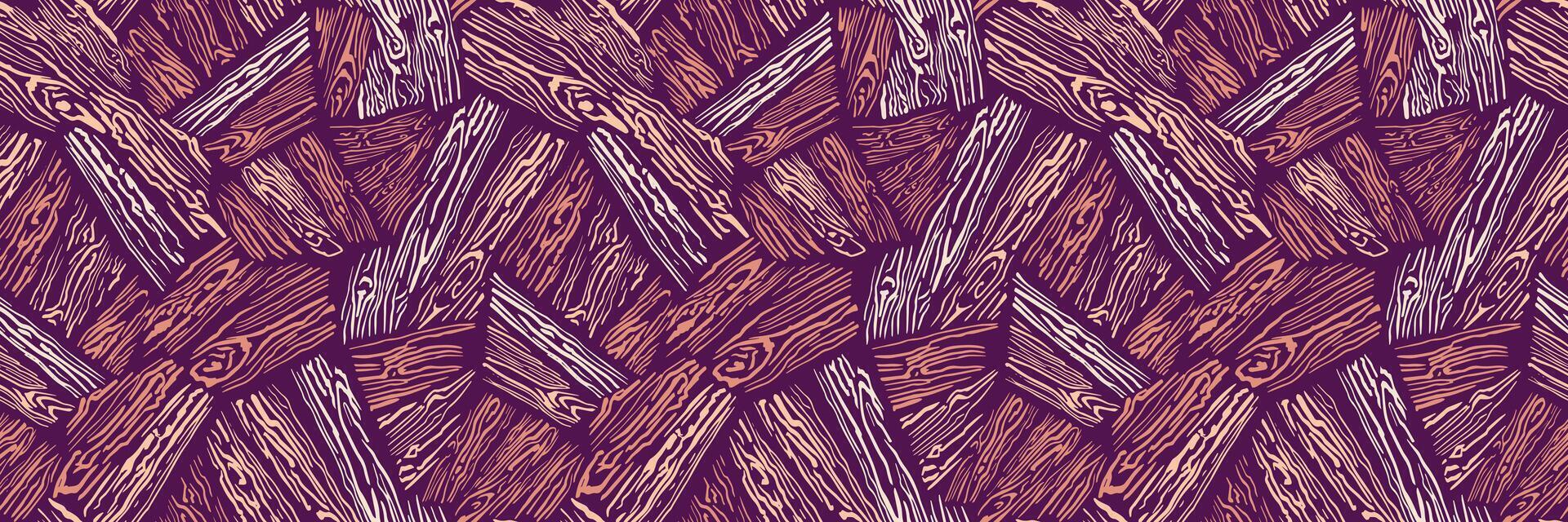 Painted stylized tree seamless pattern on a brown background. hand drawn texture abstract lines trees. Plain ornament print. Contemporary vector