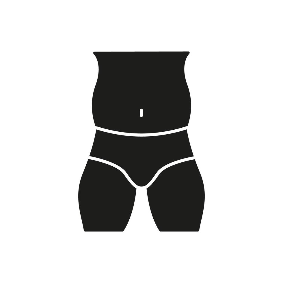 Man Overweight Silhouette Icon. Male Physical Appearance, Body Conditioning, Weight Management. Isolated Illustration vector