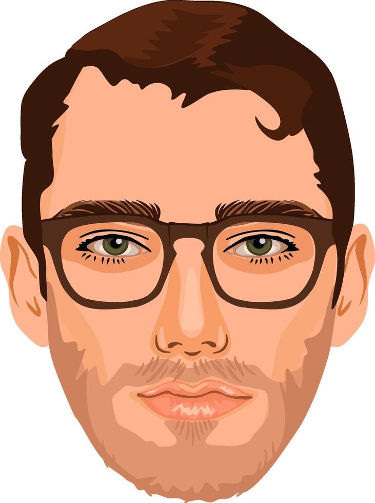 Portrait of a handsome European male in glasses. Confident young man. Social network profile avatar. Individuality concept. vector