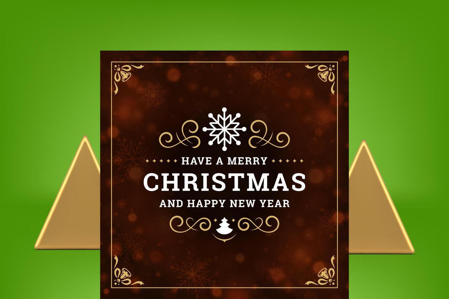 Premium Merry Christmas vintage greeting card blurred snowflakes particles ornate design vector