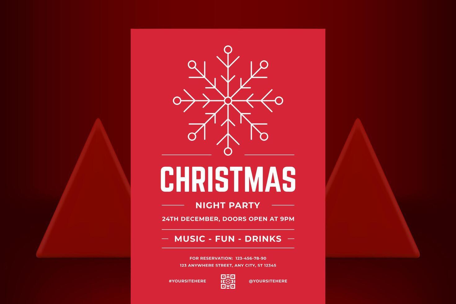Xmas party elegant ornamental snowflake decorative promo flyer template with place for text vector