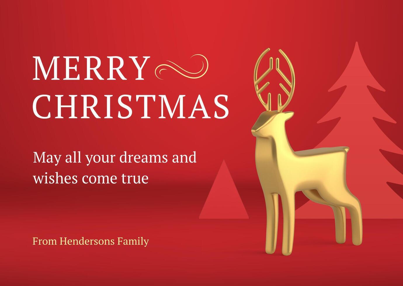 Merry Christmas red classic greeting card design realistic 3d icon illustration vector