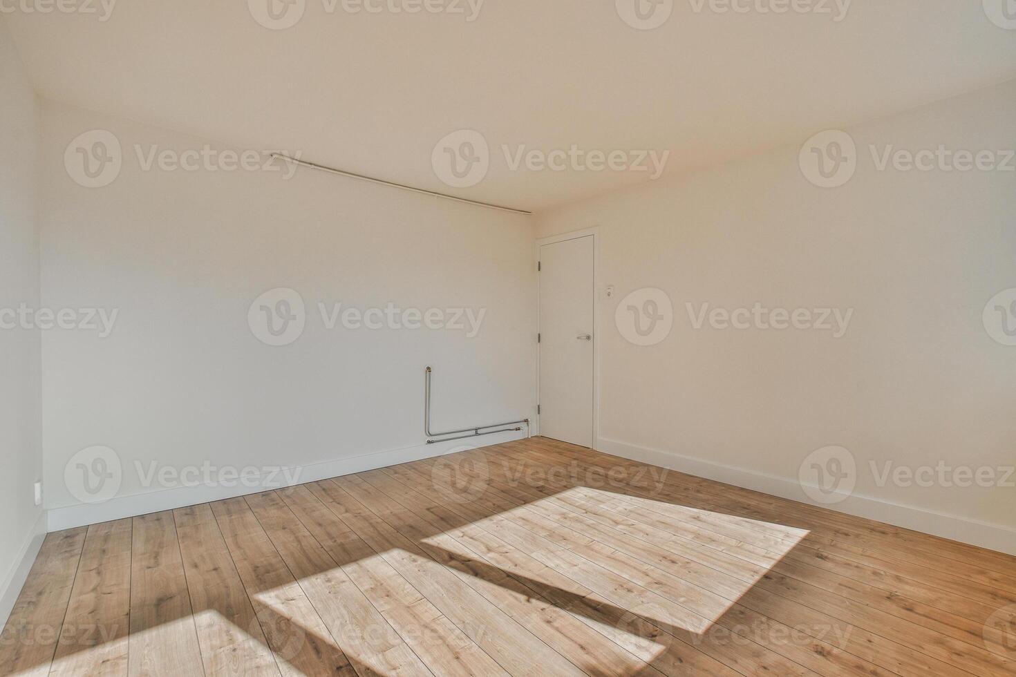 Empty room with hardwood floors and white walls photo