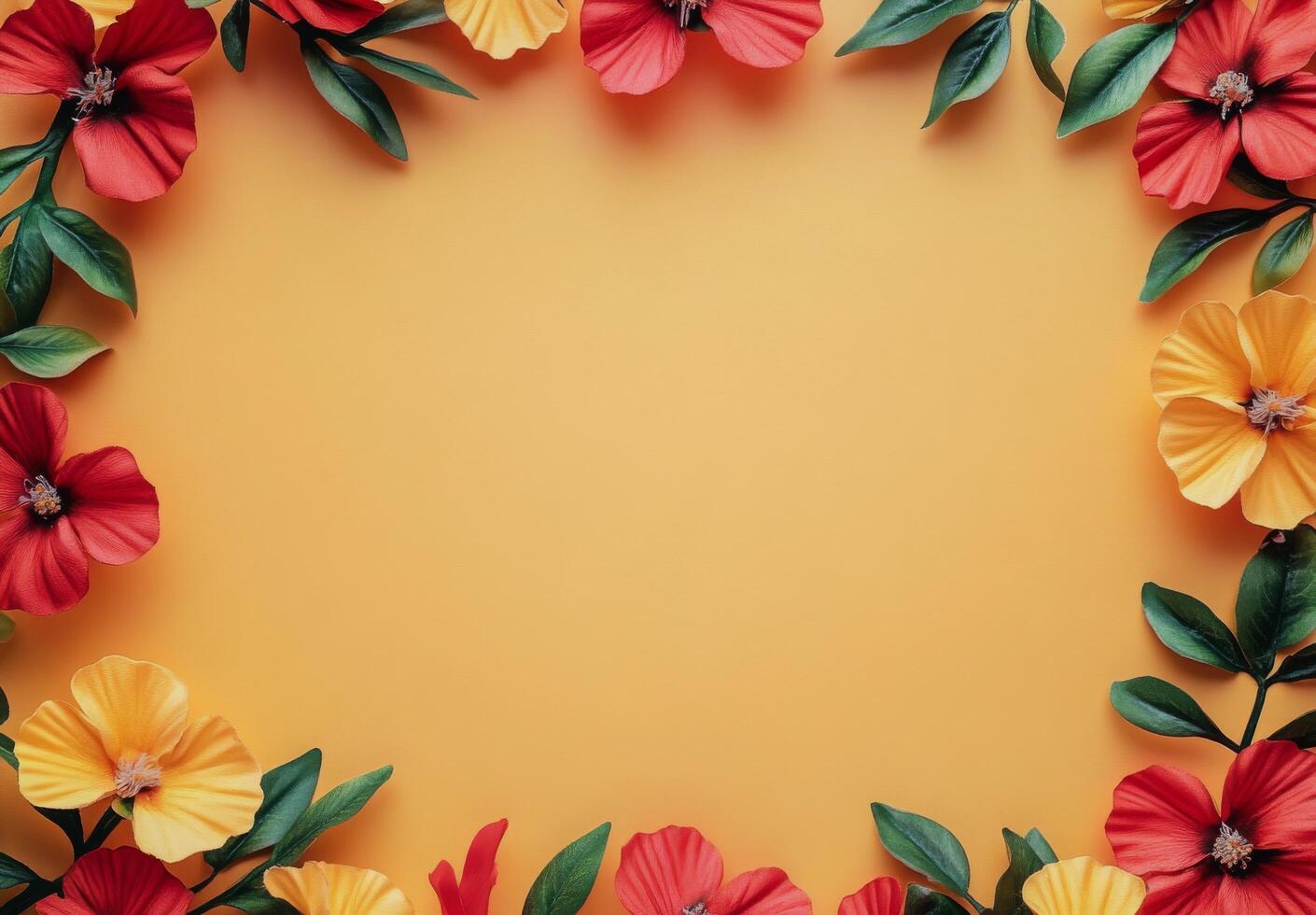 Colorful floral arrangement on a vibrant yellow background creating a cheerful atmosphere photo