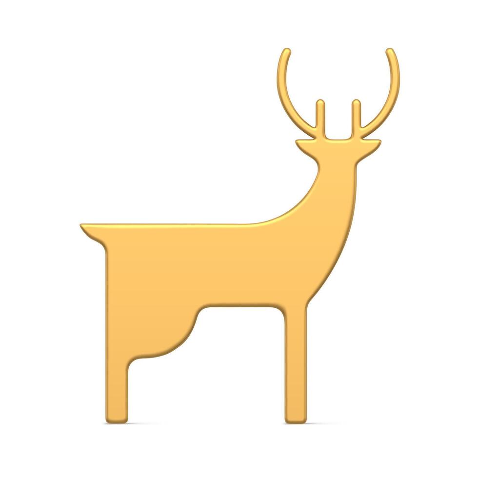 Minimalist traditional metallic horned deer three dimensional realistic illustration vector