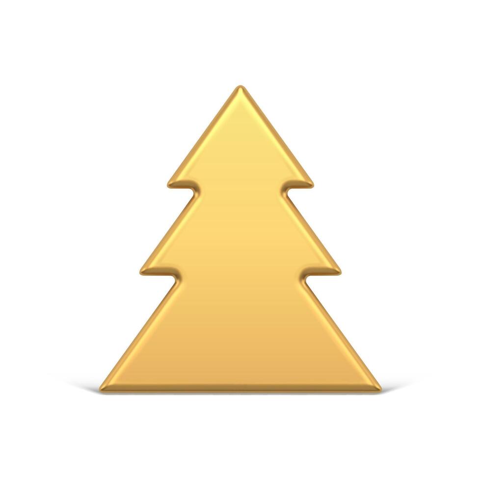 Glossy minimalist slim luxury golden Christmas tree curved triangle design isometric vector