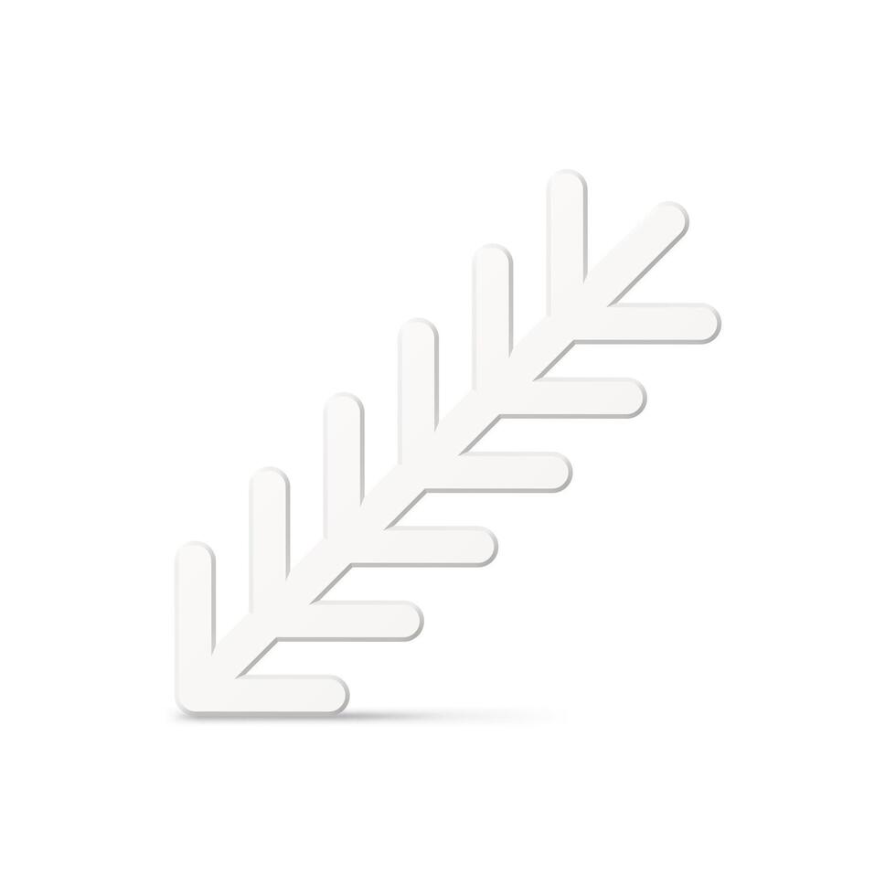 Minimalistic white tree branch with sticks decorative design 3d realistic illustration vector
