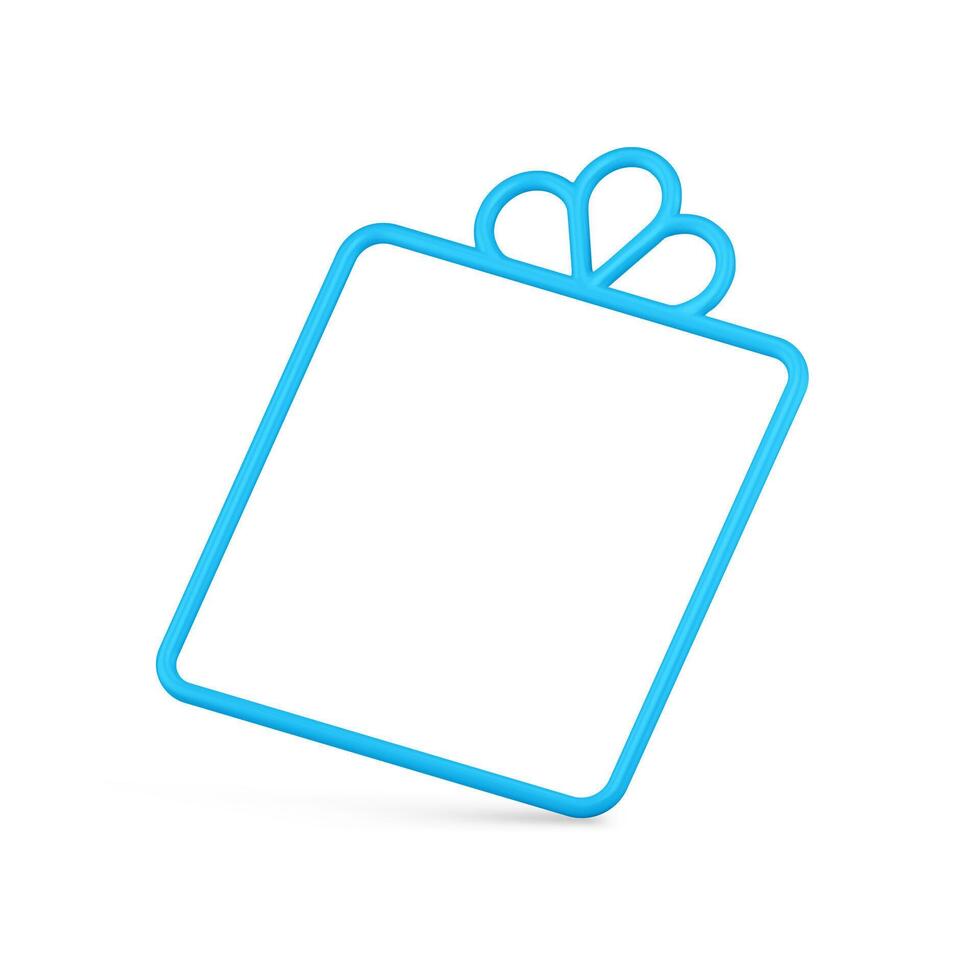 Expensive blue gift box festive frame decorated by bow realistic Christmas tree toy vector