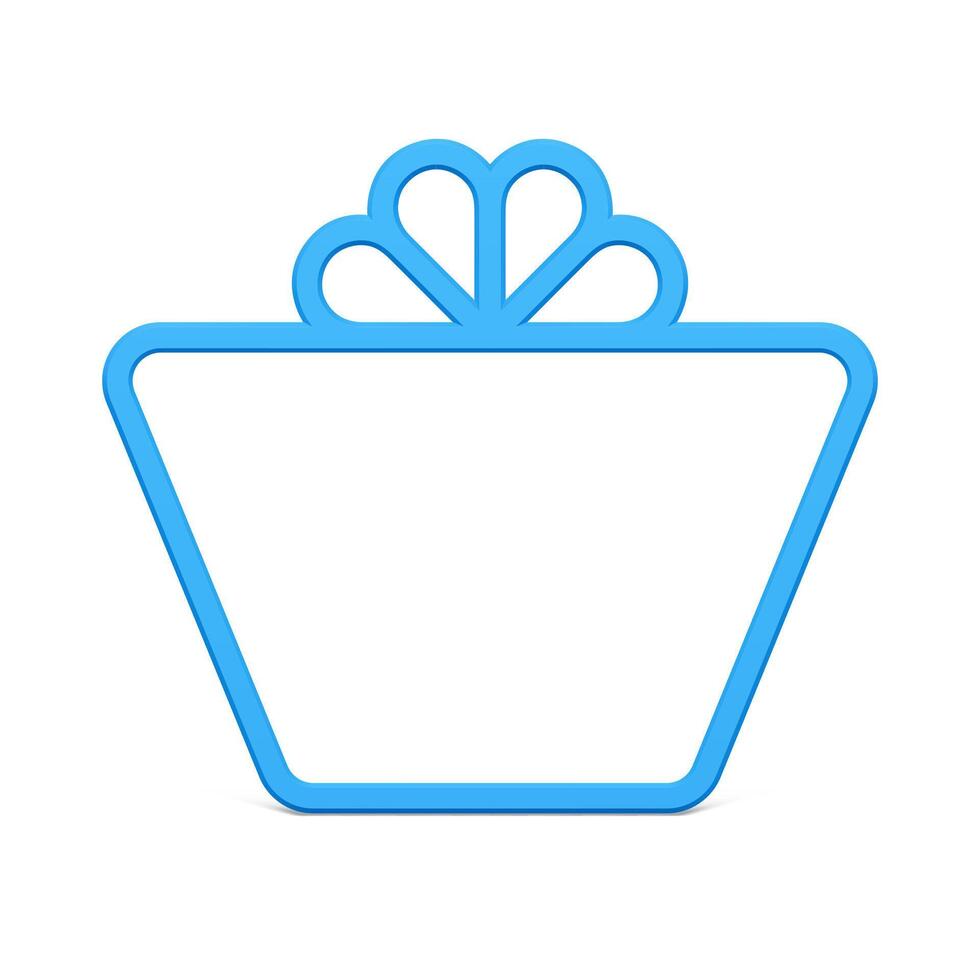 Cute blue border Christmas surprise cardboard with bow contour frame isometric design vector