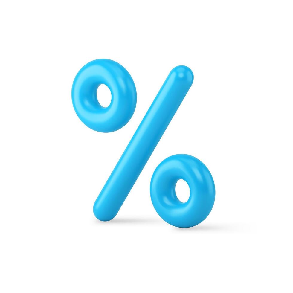 Classic blue glossy metallic sale discount promo percent symbol with ring and line isometric vector