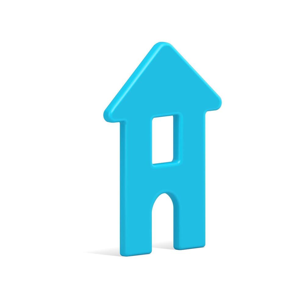 Realistic Christmas bauble blue slim countryside house with roof, window and entrance for spruce vector