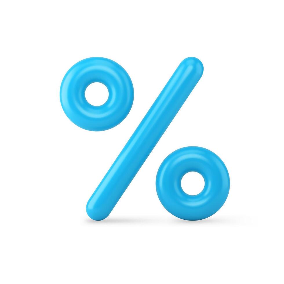 Classic blue glossy metallic sale discount promo percent symbol with ring and line isometric vector