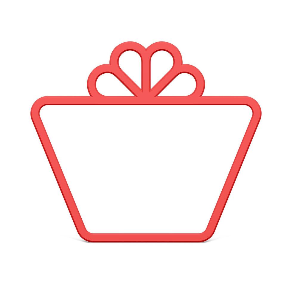 Cute red border Christmas surprise cardboard with bow contour frame isometric design vector