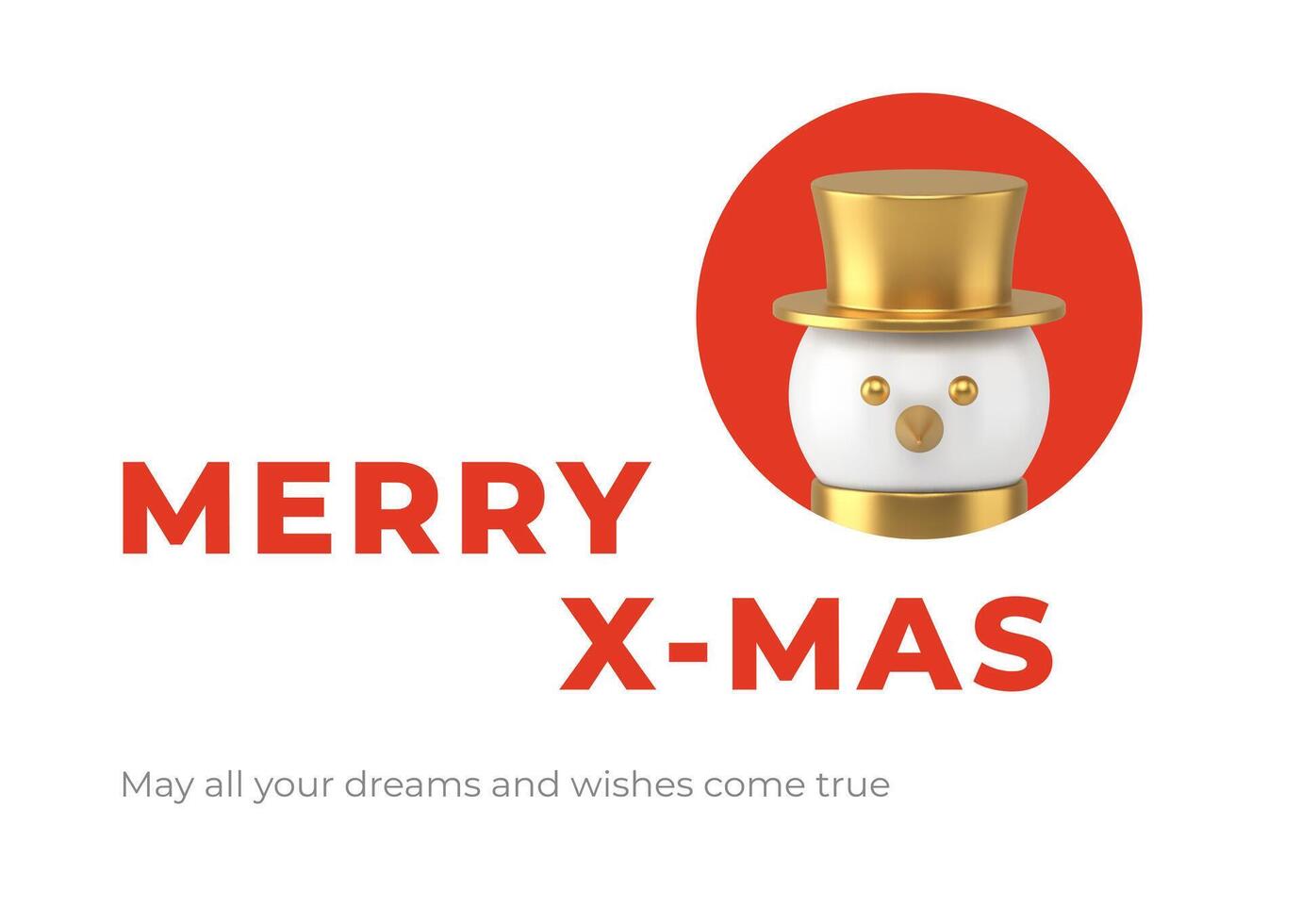 Merry Xmas white trendy greeting card template snowman portrait realistic 3d icon vector
