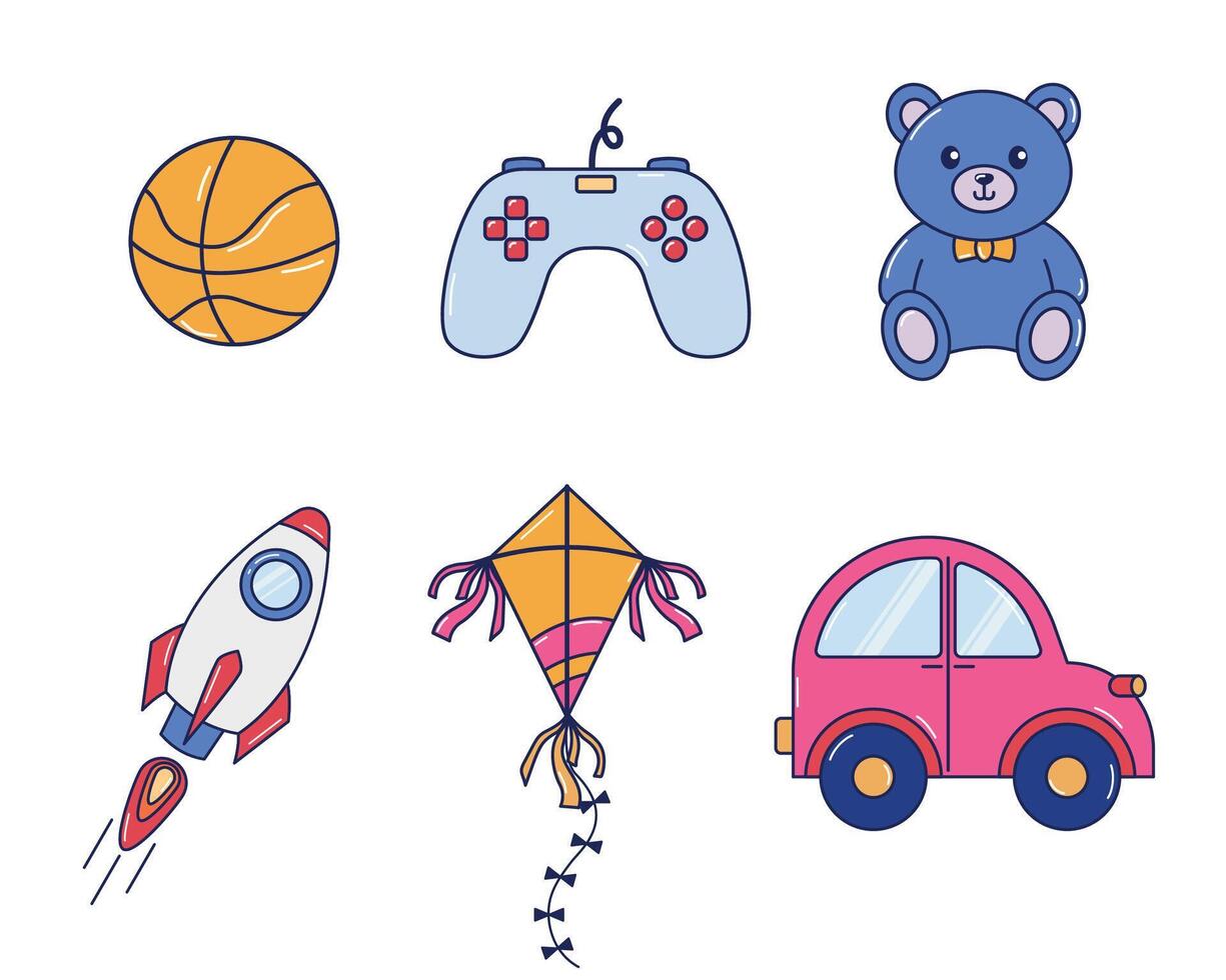 Kids Playing Game Collection Cartoon vector