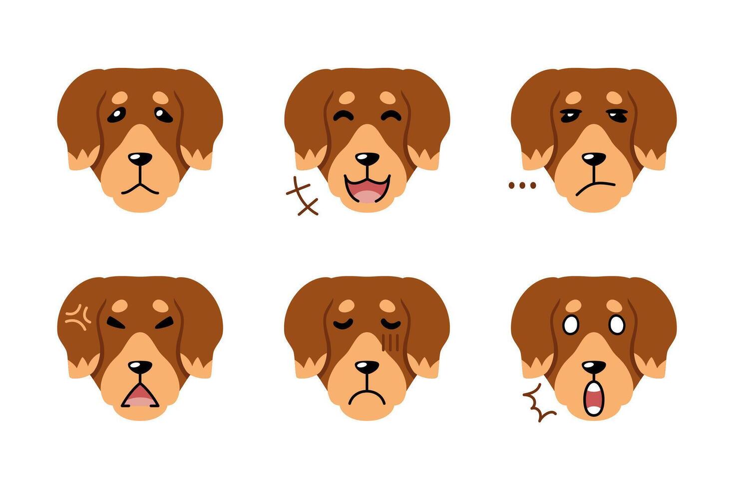 Set of character dog faces showing different emotions vector