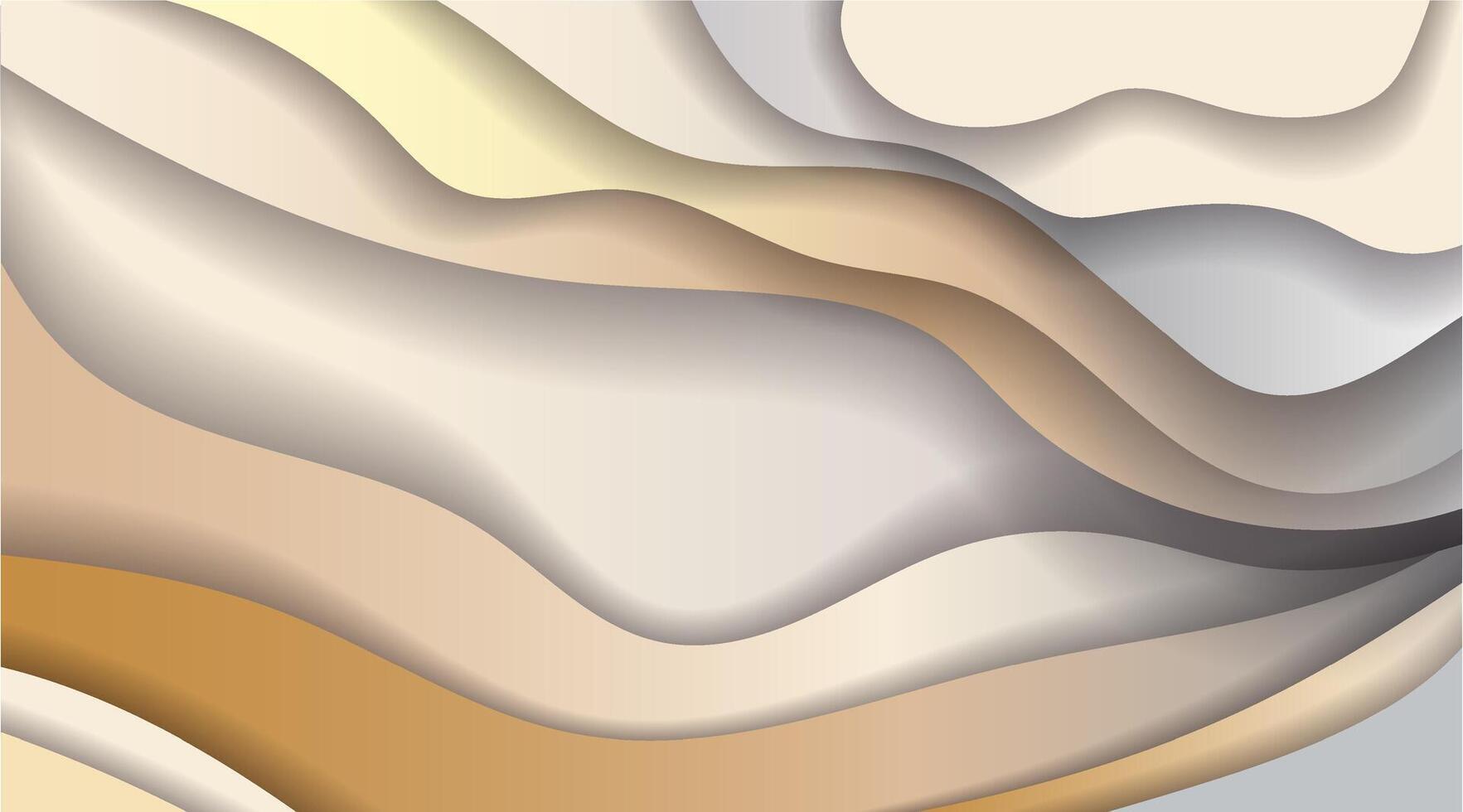 Abstract background with smooth, wavy shapes in shades of beige, grey, and brown. The flowing design creates a calming and elegant effect. Concept of modern art. illustration vector