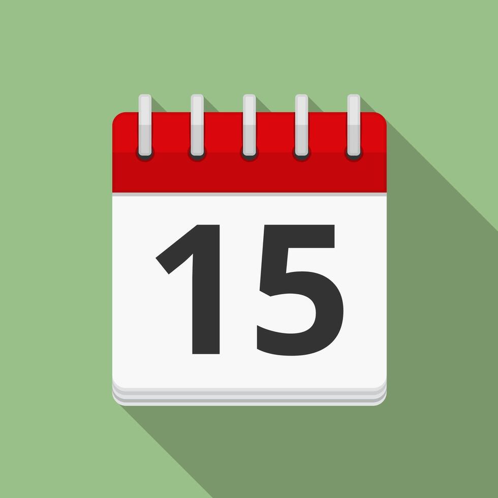 Calendar icon, flat design, long shadow vector