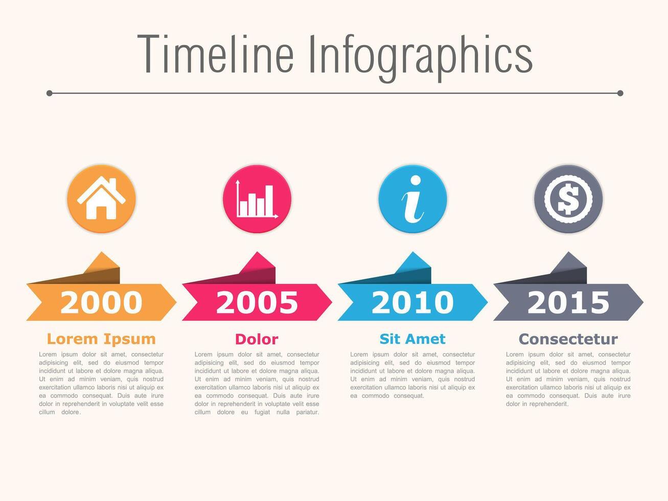 Timeline infographics with arrows icons and text vector