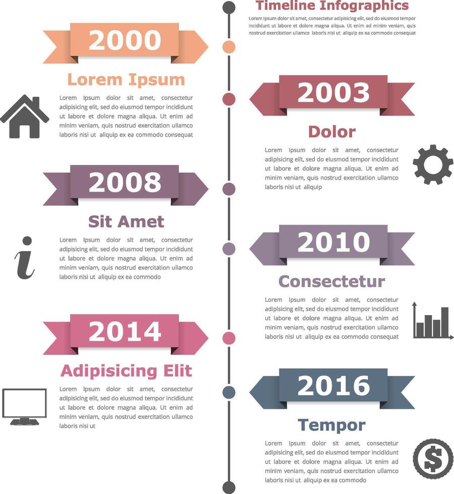 Vertical timeline infographics design template vector
