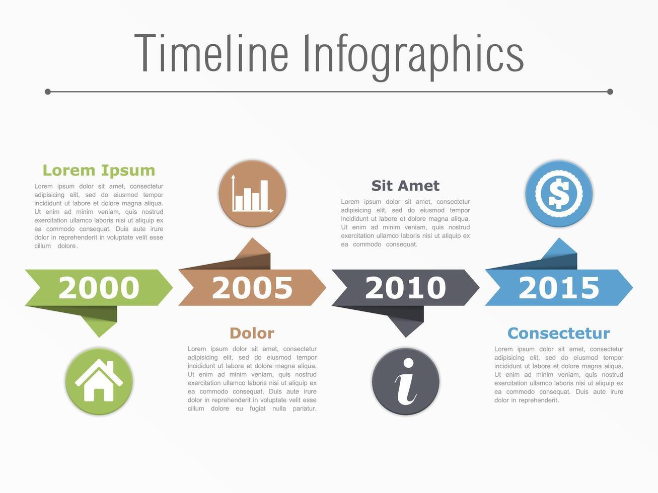 Timeline infographics with arrows icons and text vector