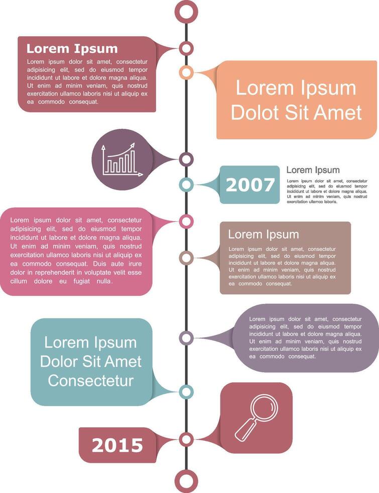 Vertical timeline infographics template with different elements for your information vector