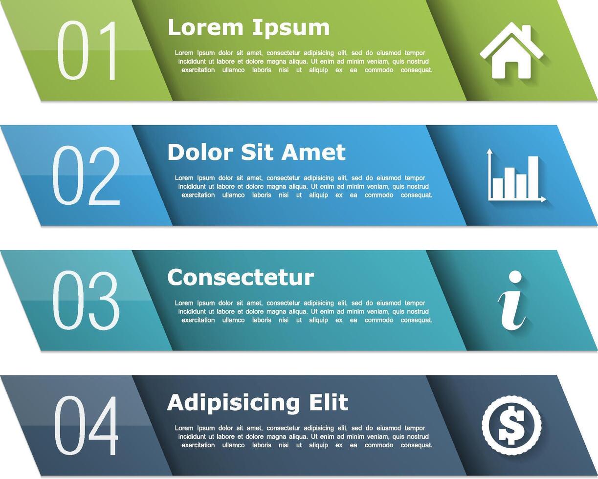 Four design elements with numbers and icons vector