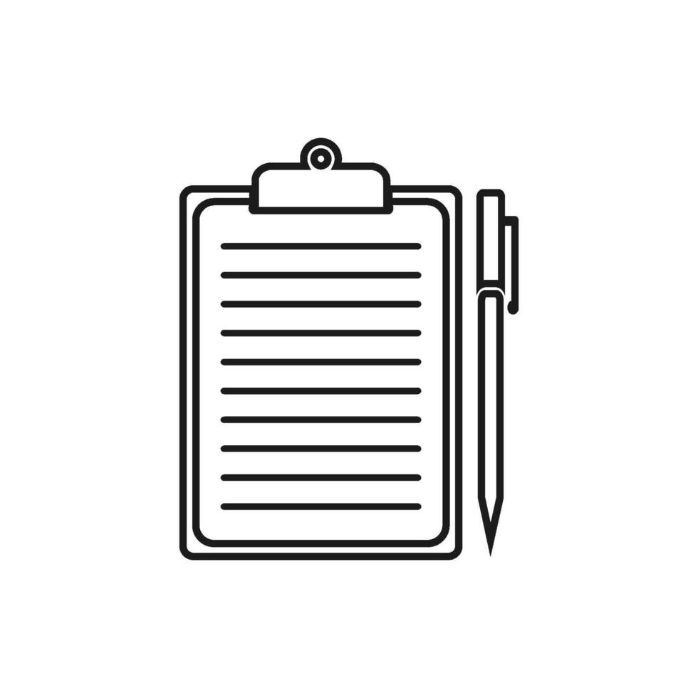 Clipboard with pen and paper icon illustration vector