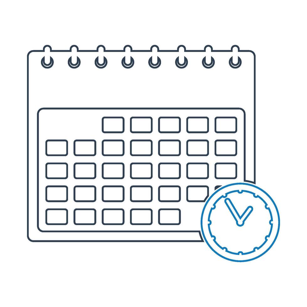 Calendar icon with clock and calendar vector