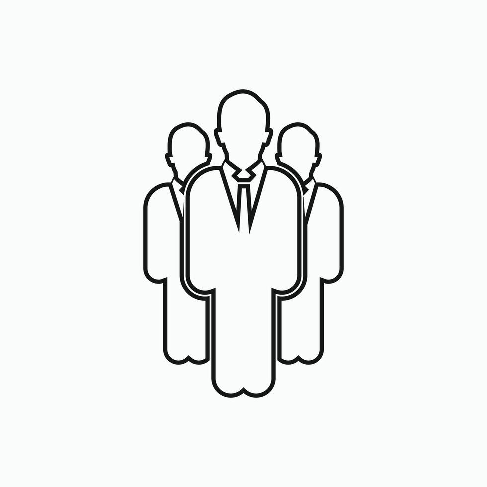A line icon of three people in suits vector