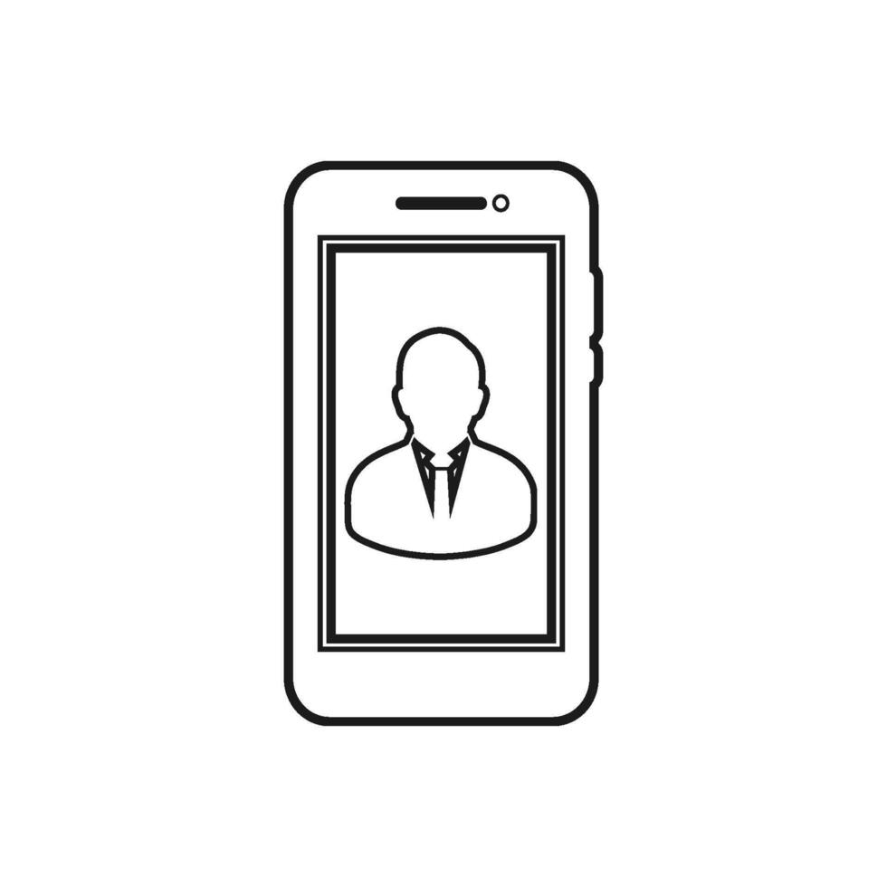A smartphone with a person on the screen vector