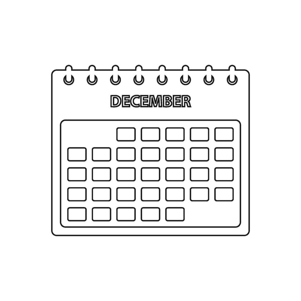 A calendar with the word december written on it vector