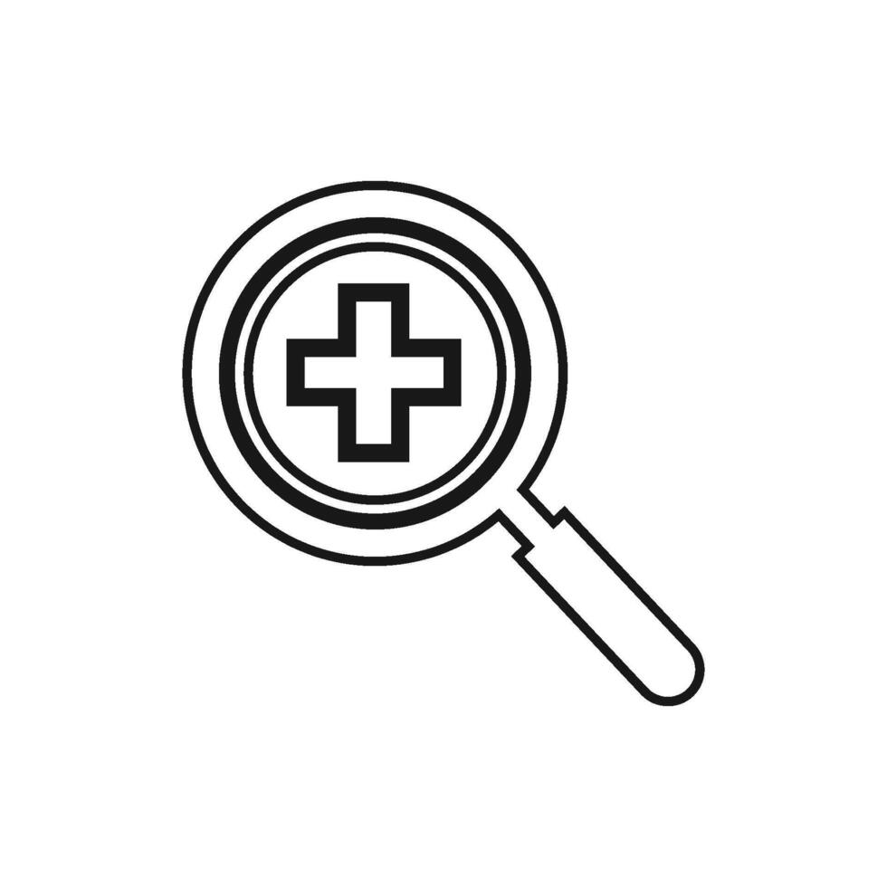 Magnifying glass with cross icon vector