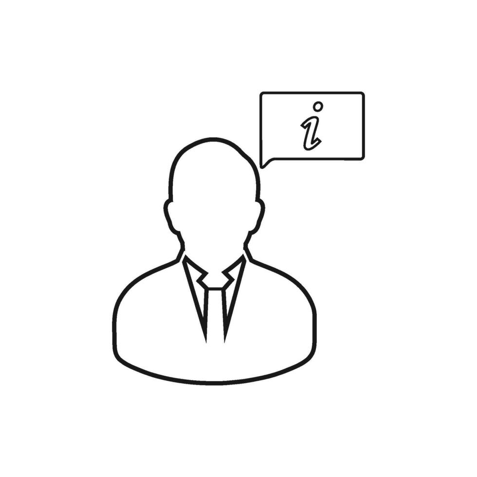 A man with a speech bubble and a question mark icon illustration vector