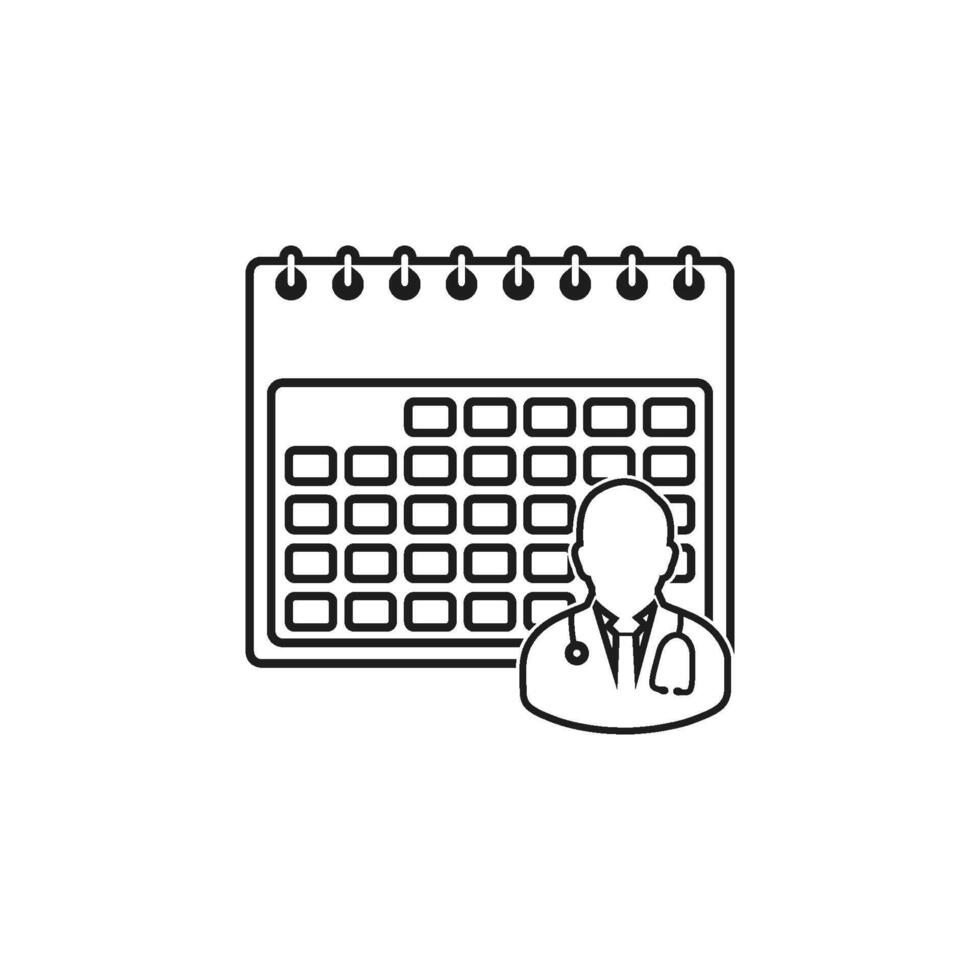 A doctor is standing in front of a calendar vector