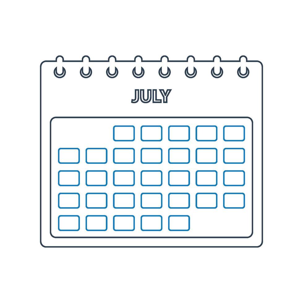 July calendar icon illustration vector