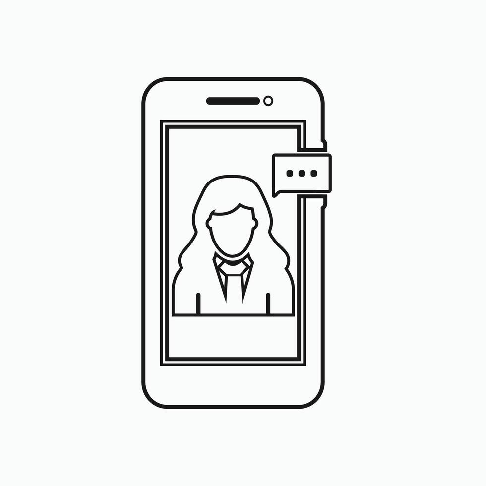 A woman is on the phone with a message icon vector