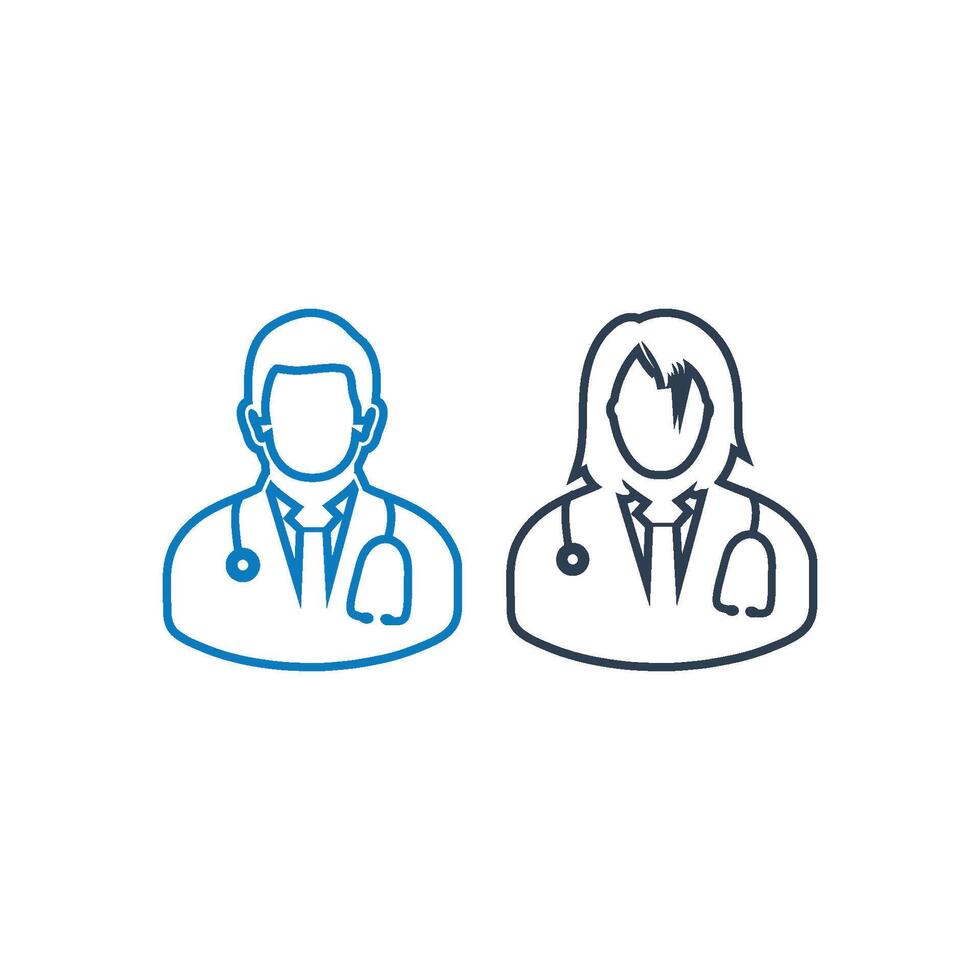 Two people in doctor's uniforms, one with a stethoscope vector