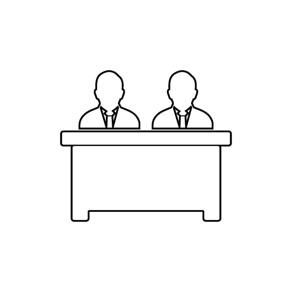 Two people sitting at a table with a desk vector