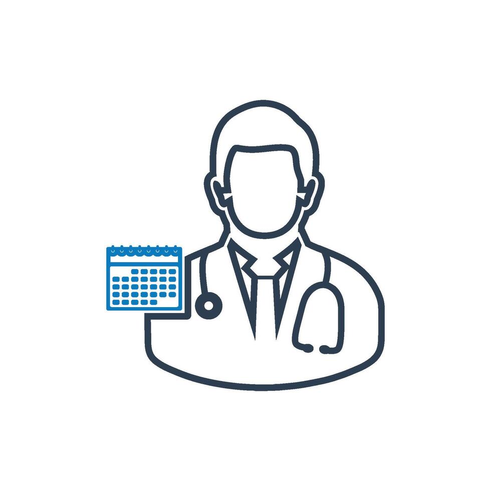 A doctor with a stethoscope and calendar icon vector