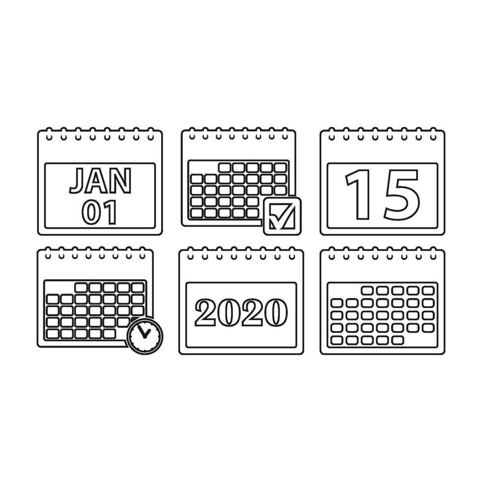Calendar icons in line style illustration vector