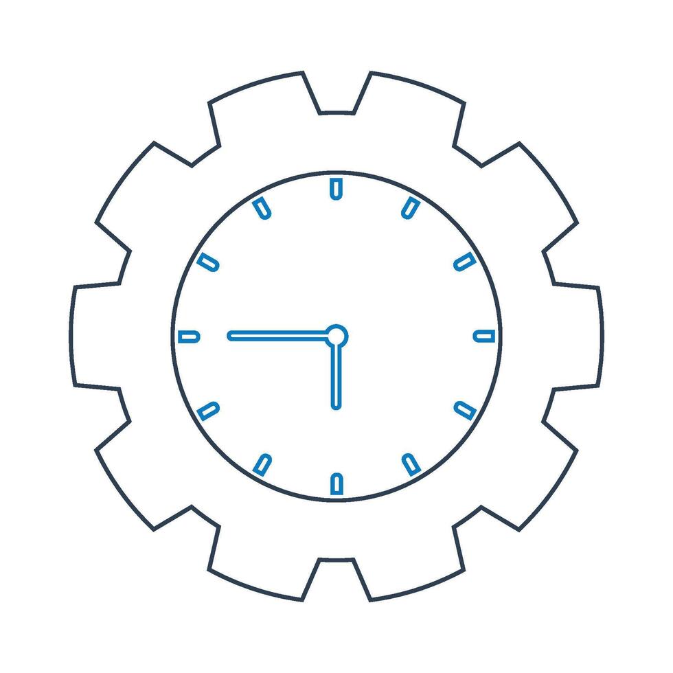 Clock icon in gear wheel illustration vector