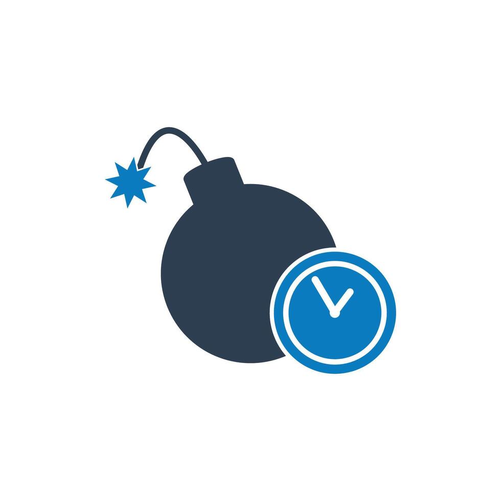 Deadline Icon. With Boom and Clock Symbols. Editable Flat Illustration. vector